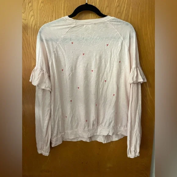 Sundry crew neck ruffle sleeve hearts top 1(S) - Picture 7 of 10